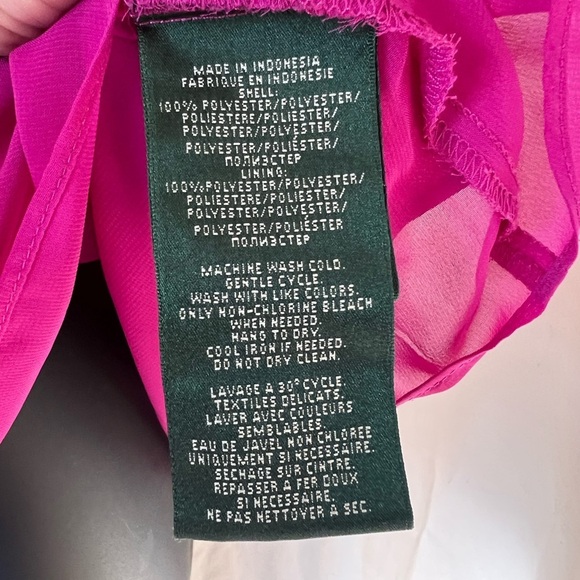 Lauren Ralph Lauren Women's Sz M Fuscia Sleeveless Polyester Layered Blouse - Picture 6 of 6